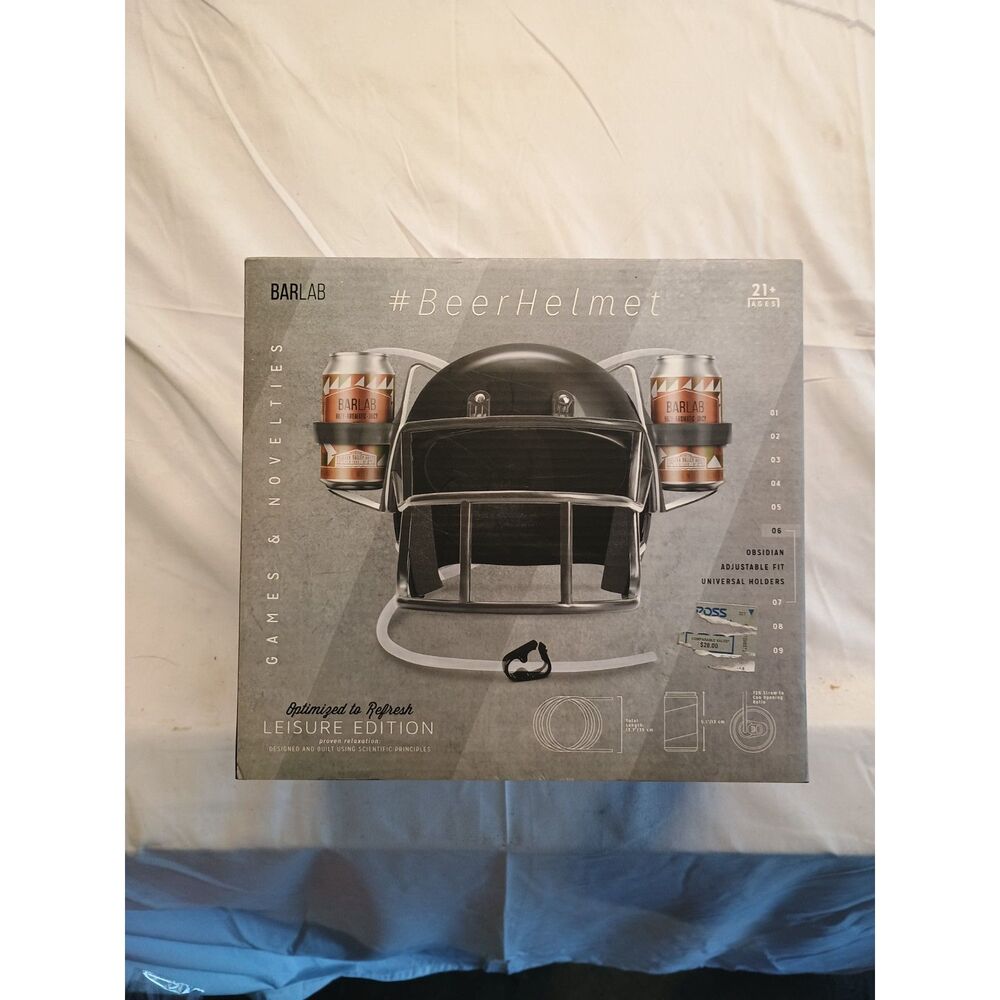 Barlab Beer Helmet Leisure Edition Dual Can Holder Drinking Hat New Sealed